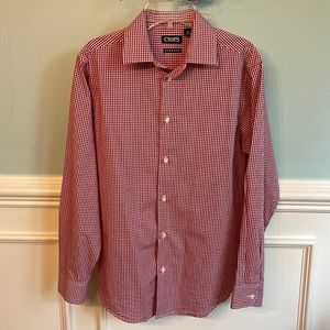 Chaps red and white check button down shirt boys Sz L 14/16